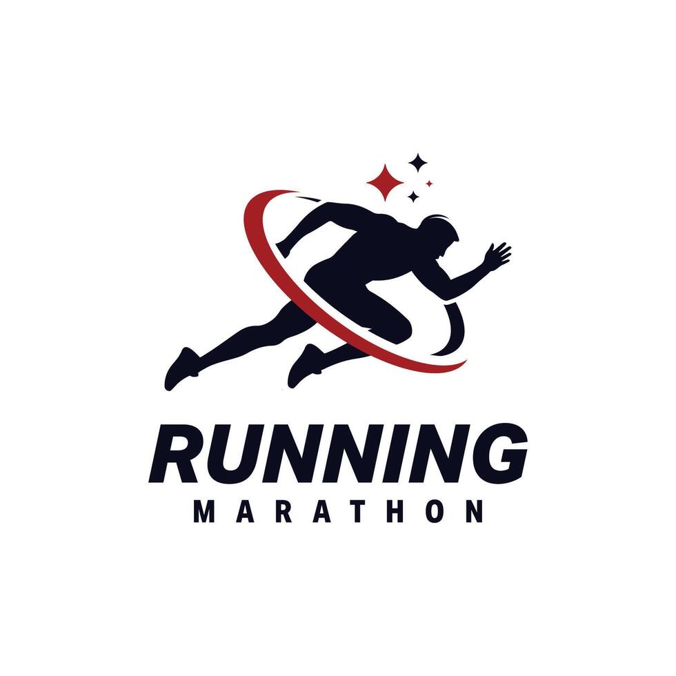 Running marathon logo design template vector