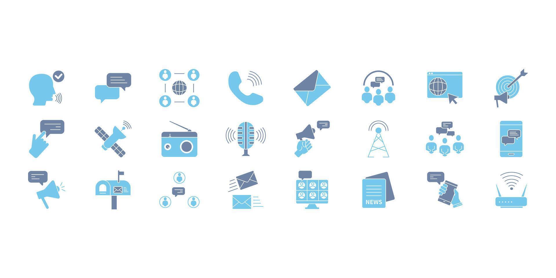 Communication icons set. Set of editable stroke icons.Set of Communication vector