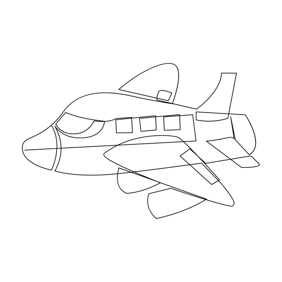 Continuous Aeroplan Line Art Design Minimalist One Line Aircraft Drawing vector