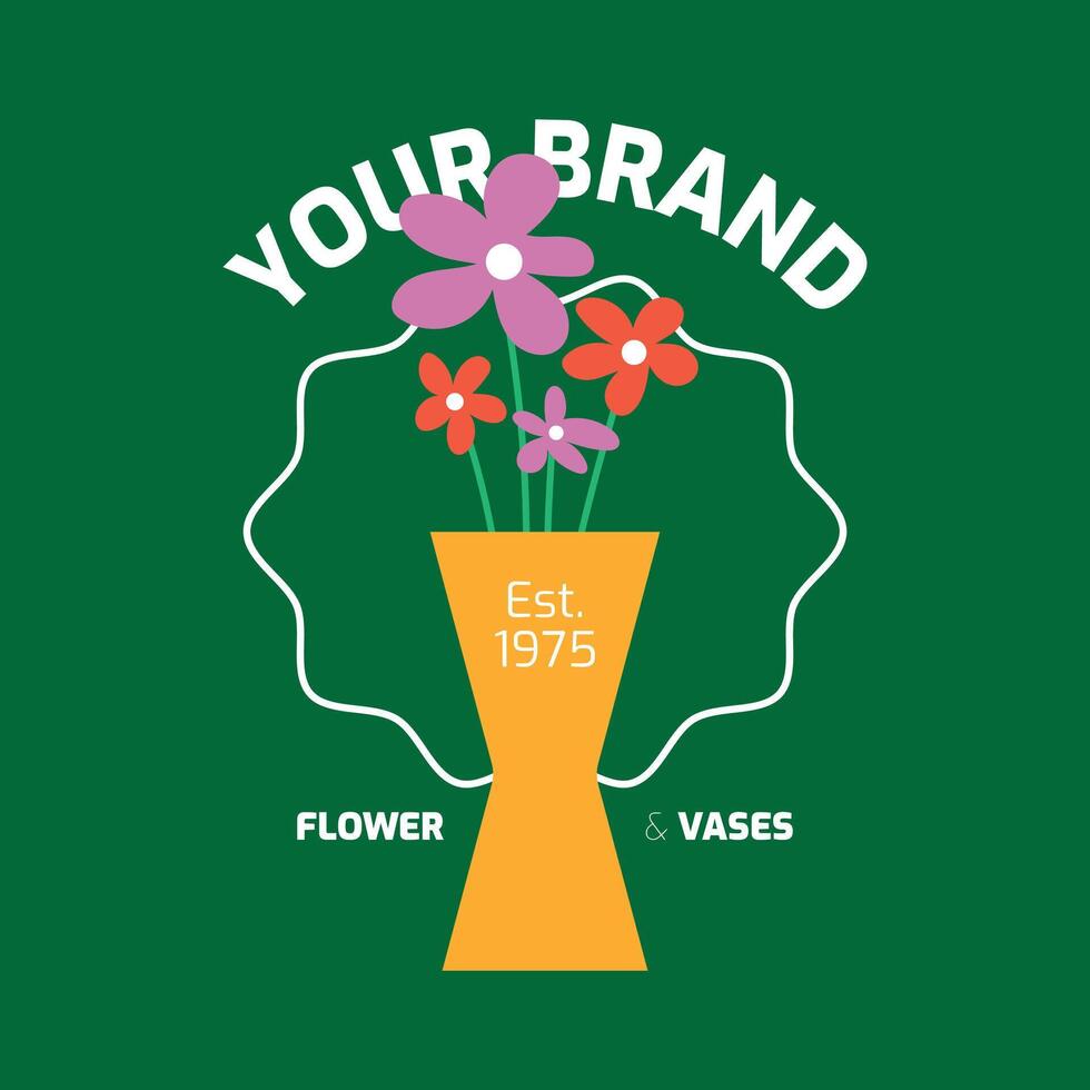 Flower Logotype On Vase No. 02 vector