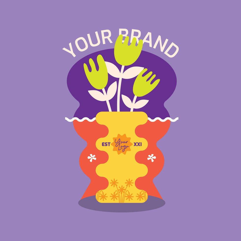 Flower Logotype On Vase No. 10 vector