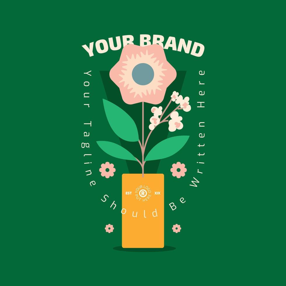 Flower Logotype On Vase No. 23 vector