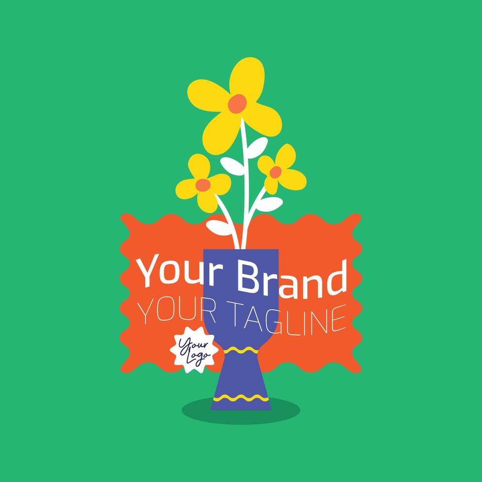 Flower Logotype On Vase No. 11 vector