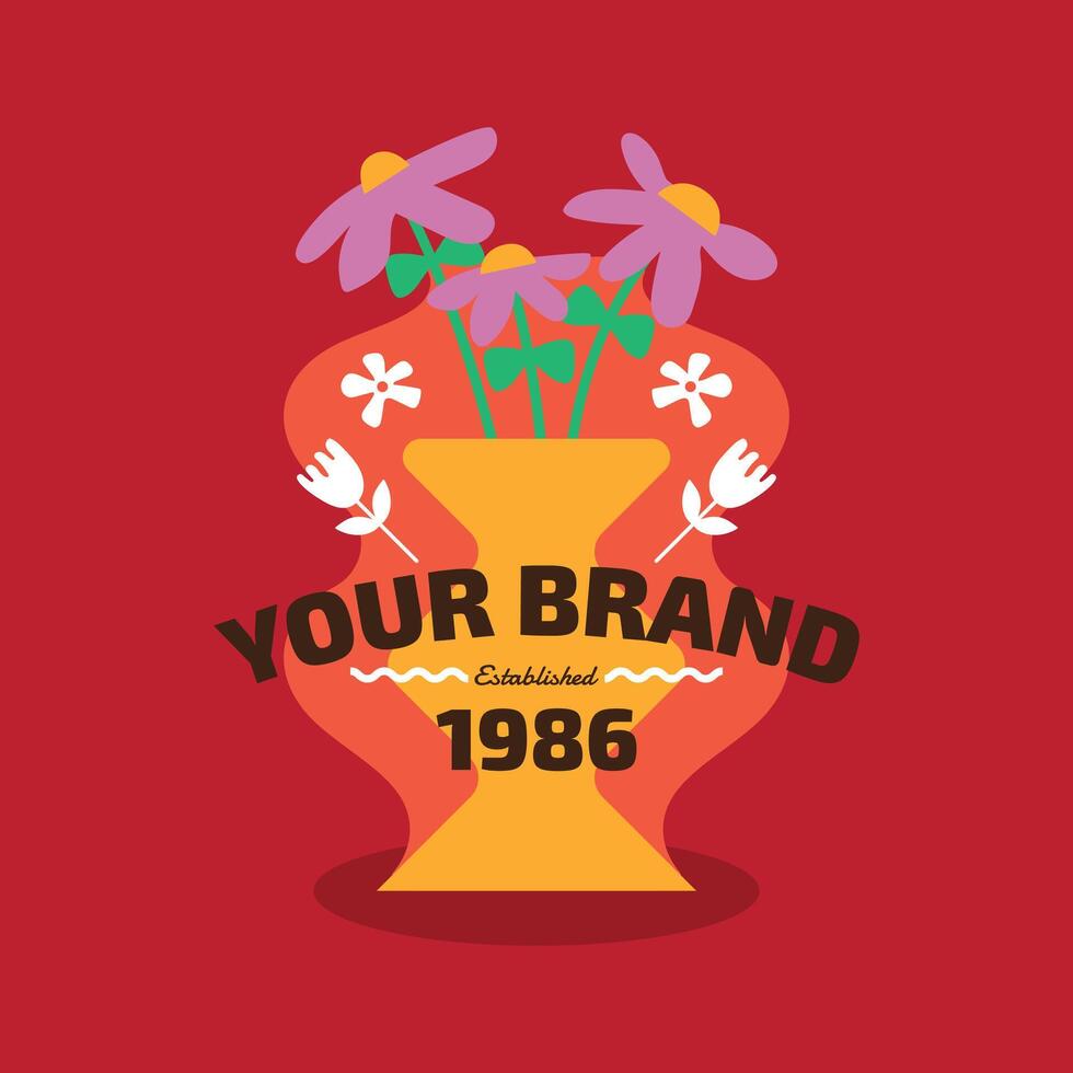 Flower Logotype On Vase No. 09 vector