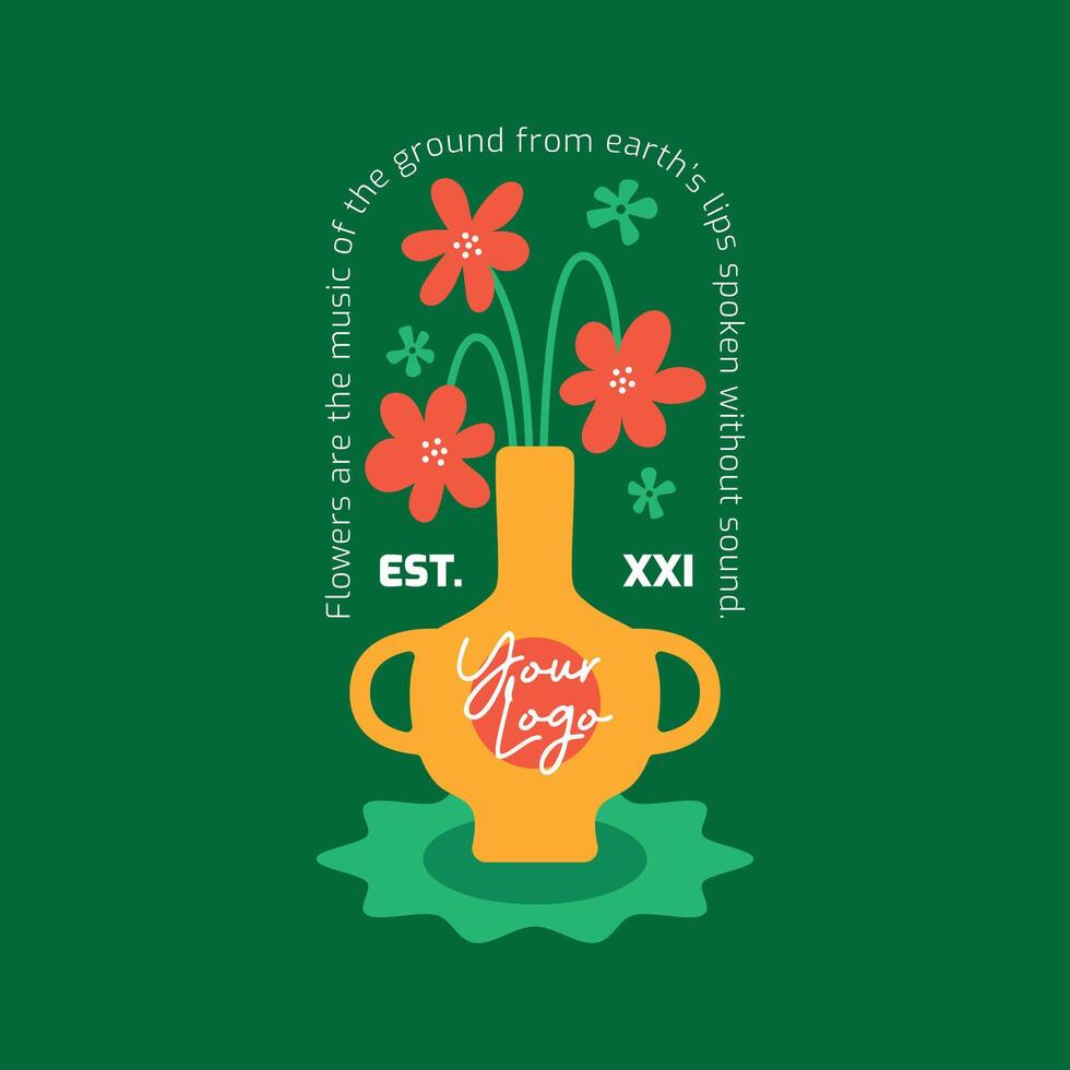 Flower Logotype On Vase No. 07 vector