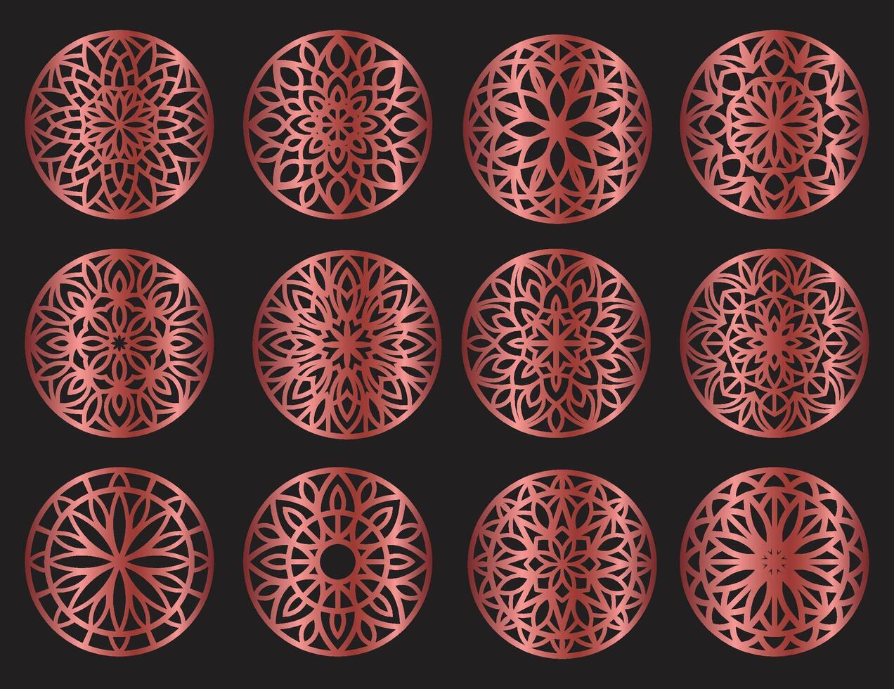 Set decorative circle coaster for laser cutting. Round abstract geometric coaster card. Laser cut design. illustration vector