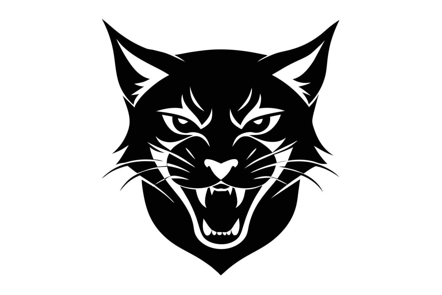 bobcat angry head top view silhouette vector