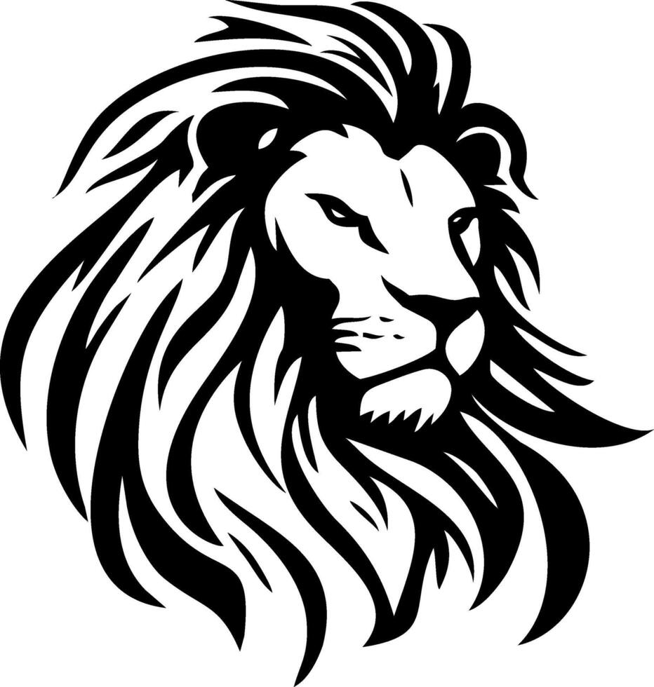 Lion Head - Majestic Monochrome Mane vector