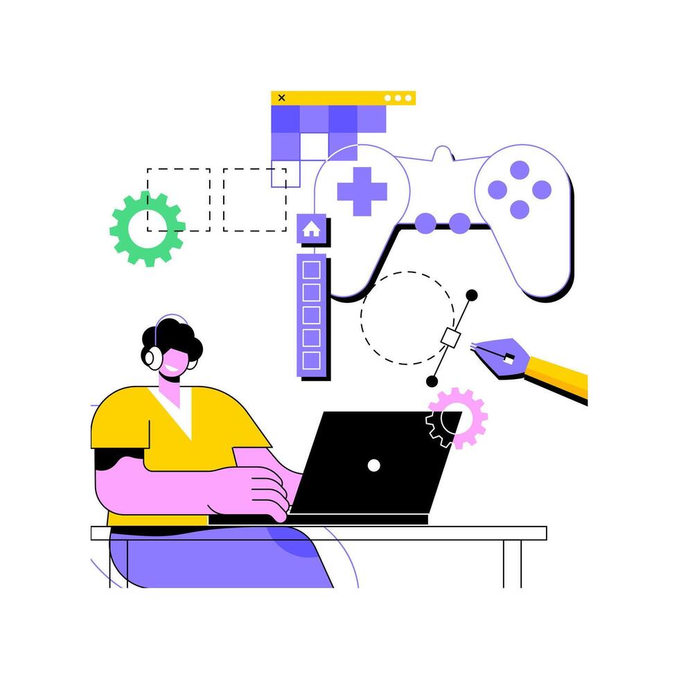 Game production isolated cartoon illustrations. vector