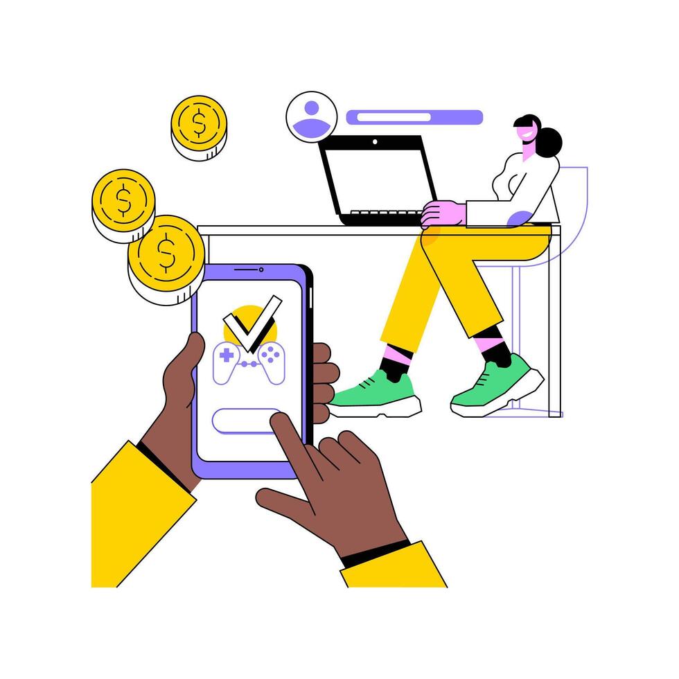 Online game monetization isolated cartoon illustrations. vector