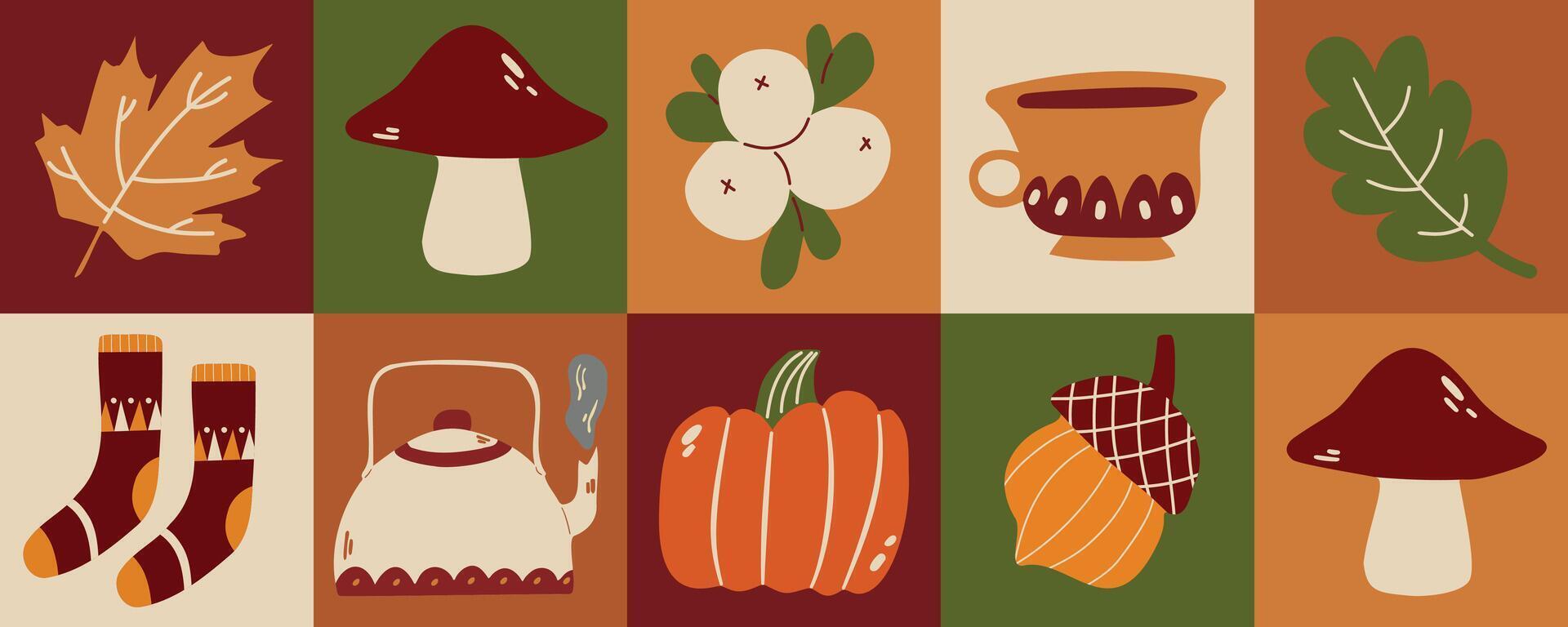 Geometric autumn pattern. Background of cozy fall. Autumn texture for Thanksgiving, harvest and autumn. vector