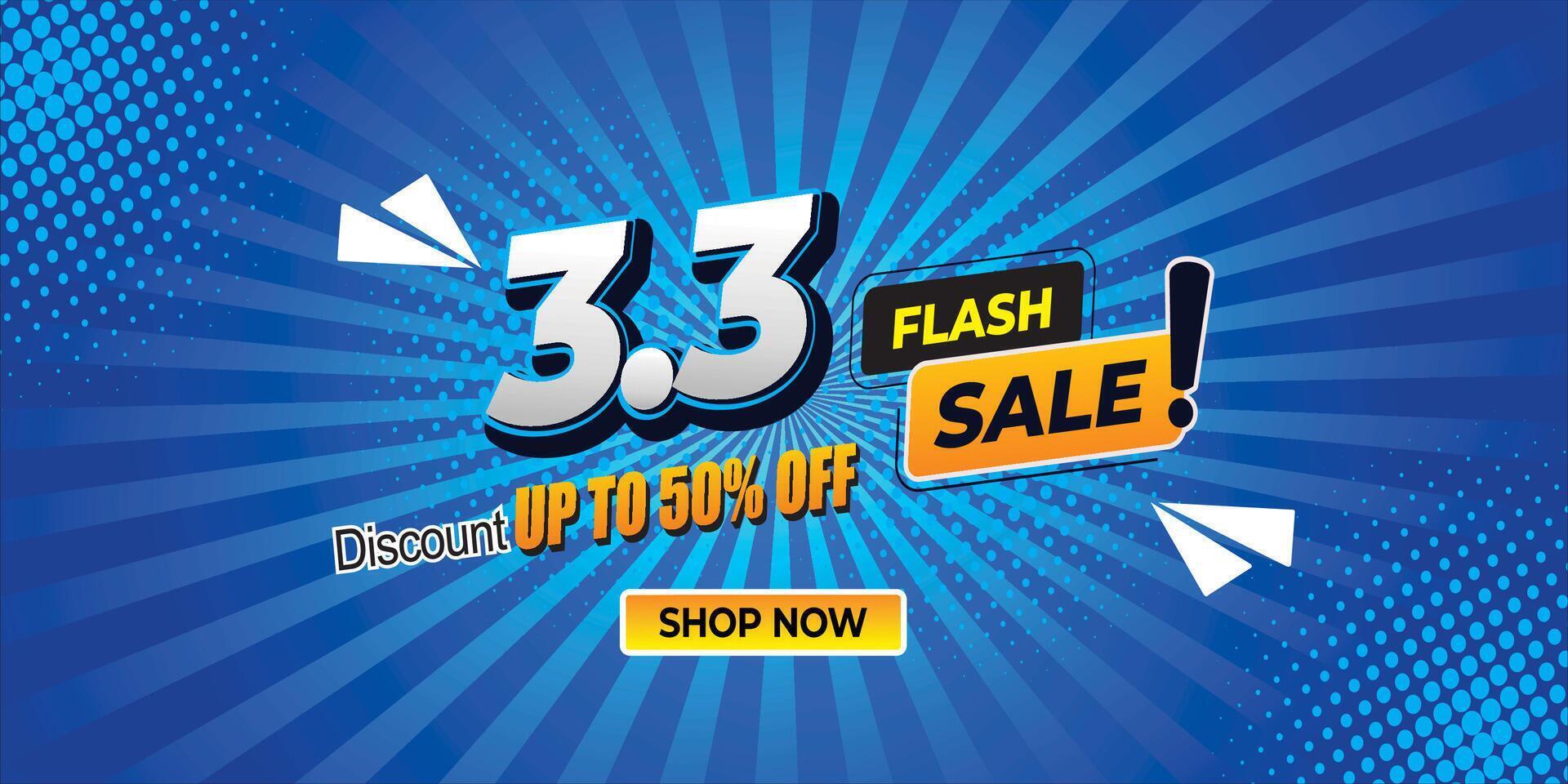 Flash Sale 3.3 promotion design template. Up To 50 percent off vector