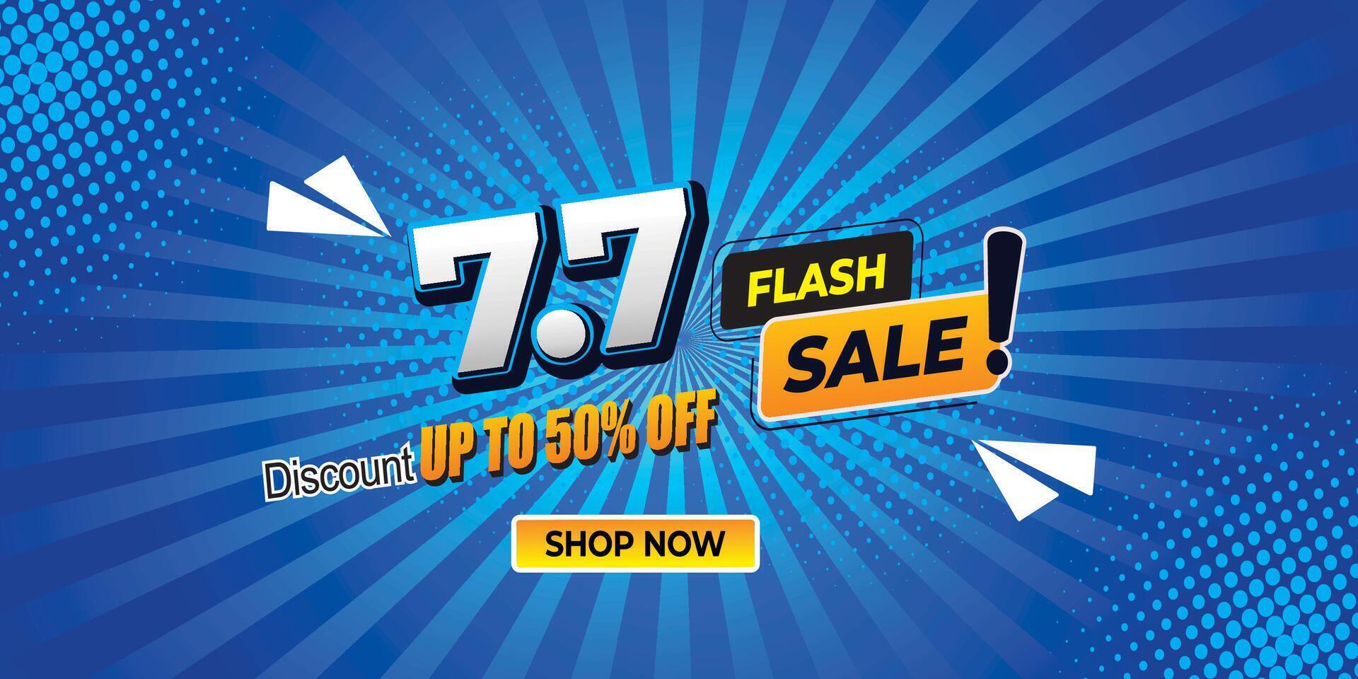 Flash Sale 7.7 promotion design template. Up To 50 percent off vector