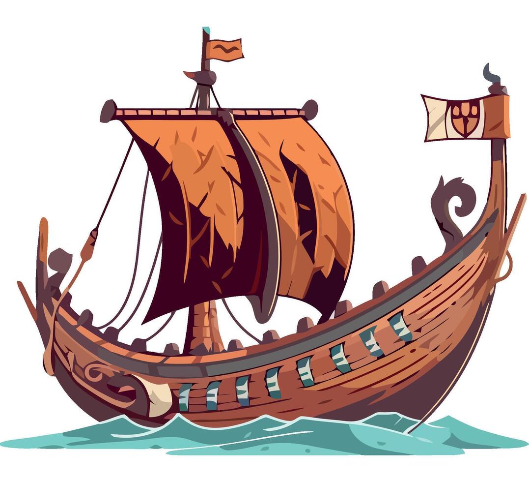 An illustration of a ship with sails vector