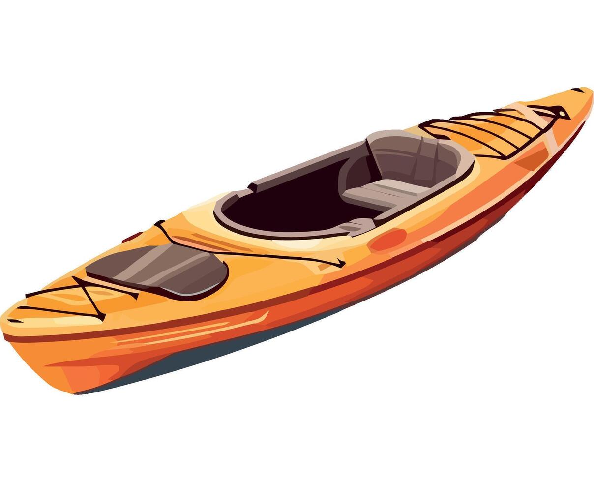 An orange kayak on a white background vector