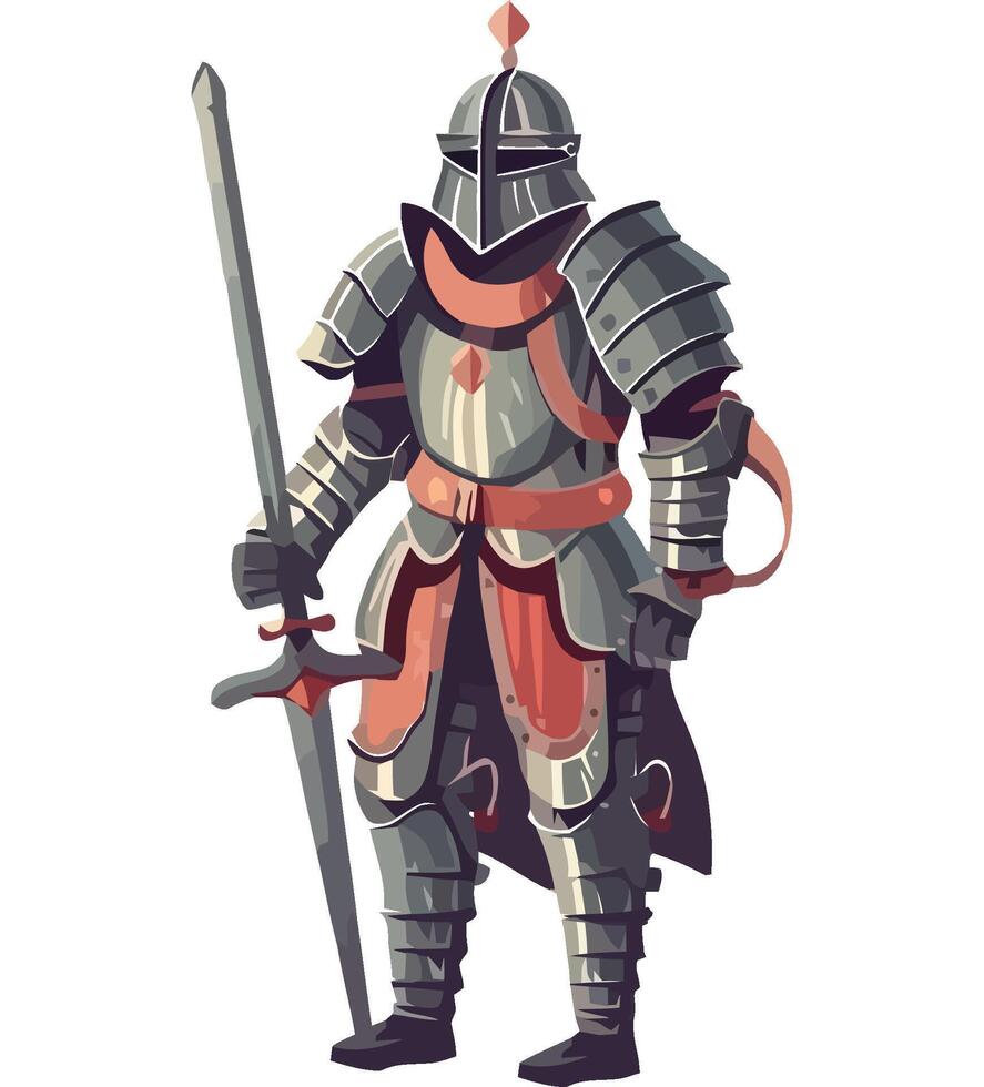 A knight in armor holding a sword vector