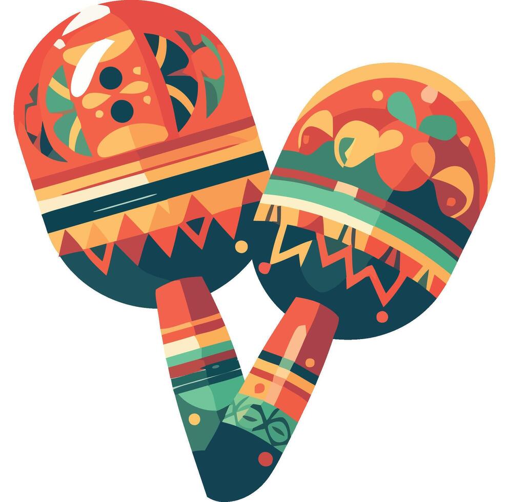 Two maracas with colorful designs on them vector