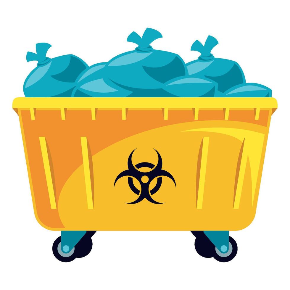 Garbage bin with biohazard symbol vector