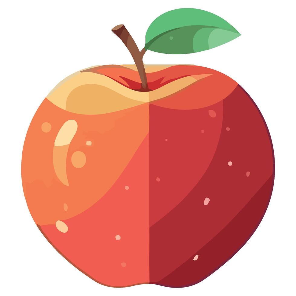 An apple is shown with a green leaf on it vector