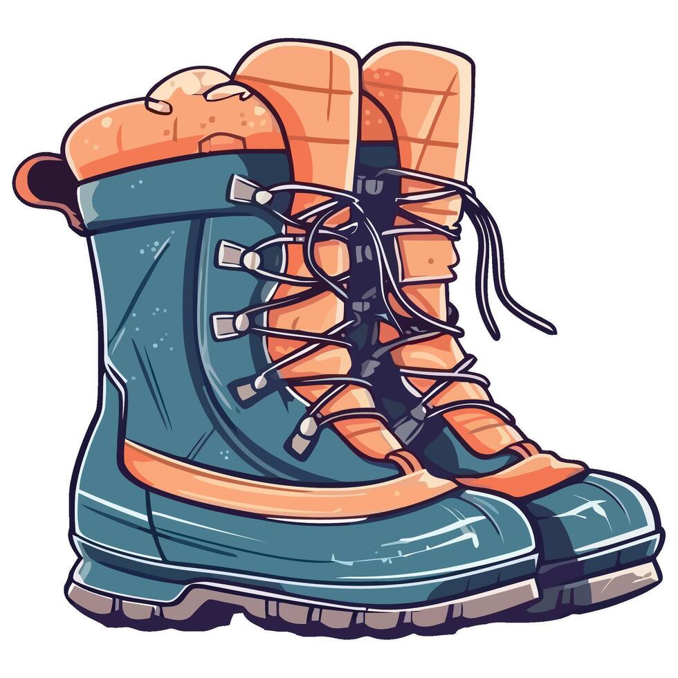 A pair of blue and orange hiking boots vector