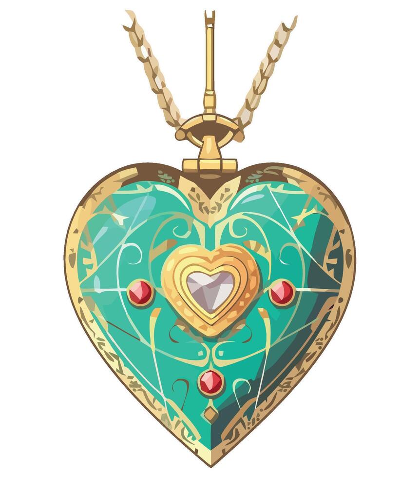 A heart shaped pendant with a gold chain vector