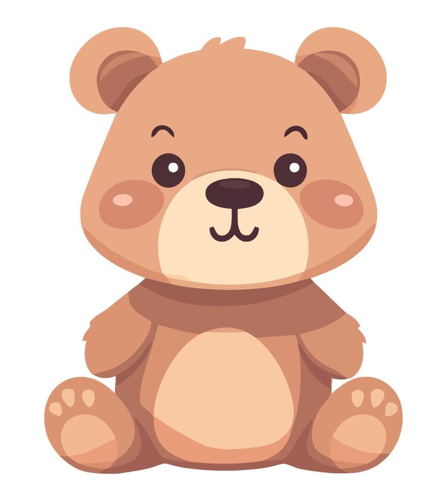 A cartoon brown teddy bear sitting on the ground vector