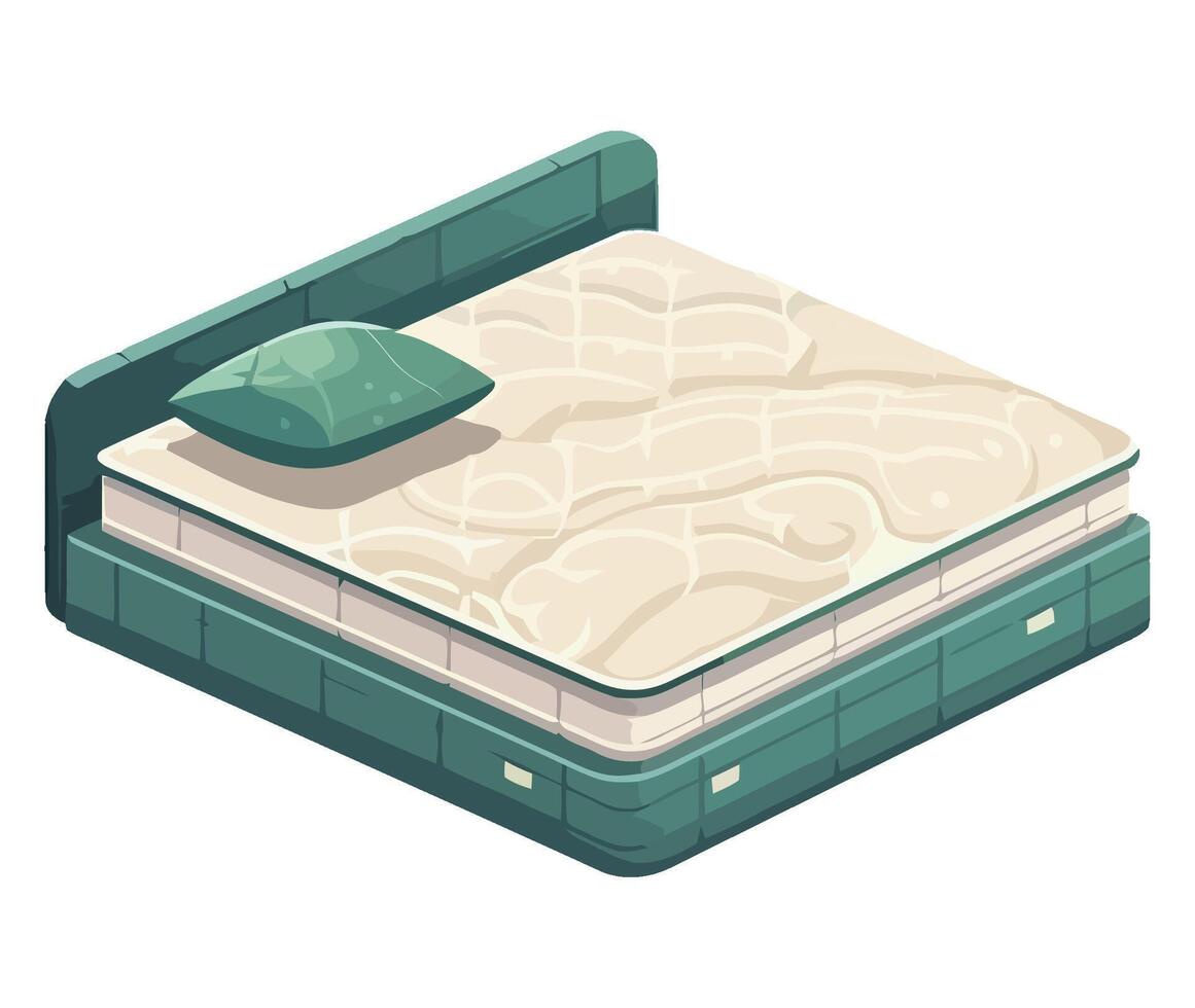 Isometric illustration of a mattress with a pillow vector