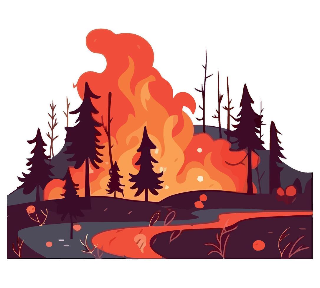 A cartoon illustration of a forest fire vector