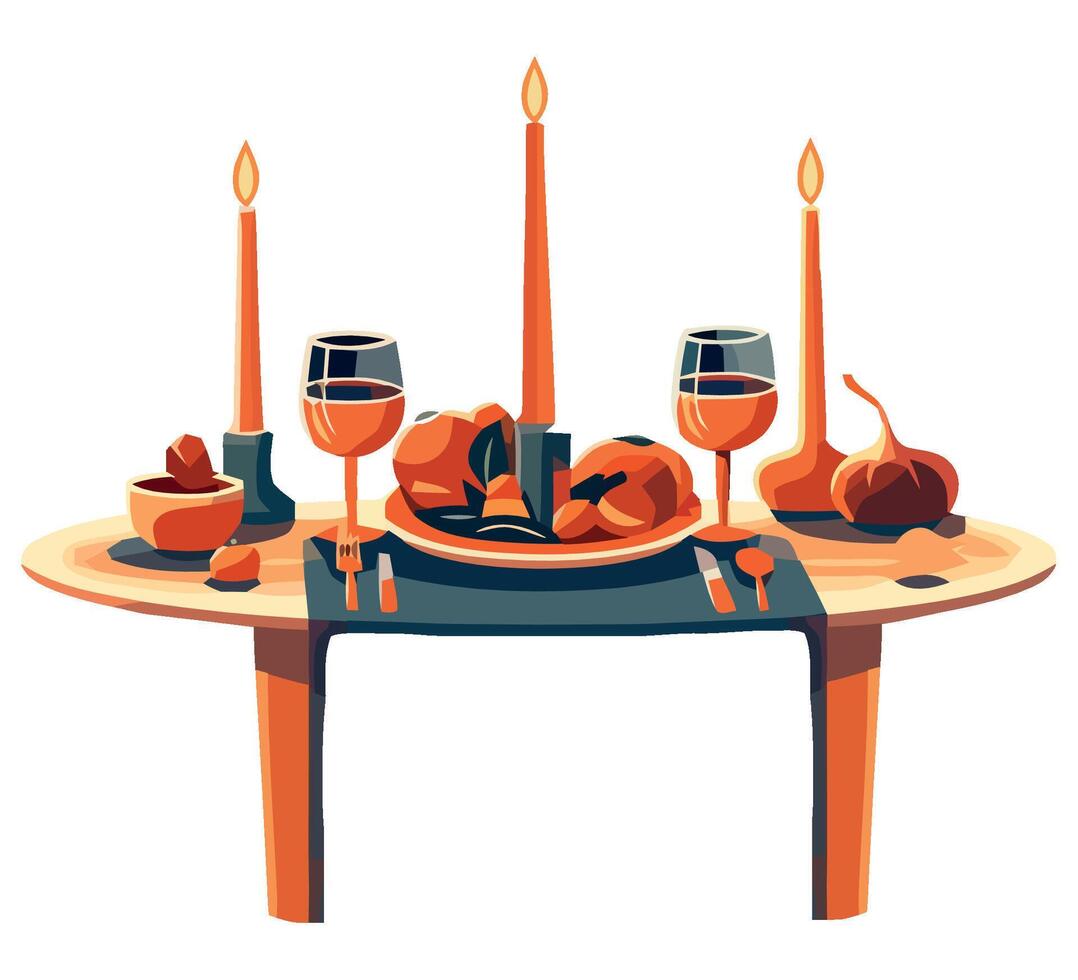 A table with a tablecloth and candles vector