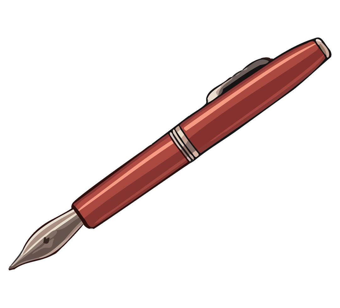 A red fountain pen on a white background vector