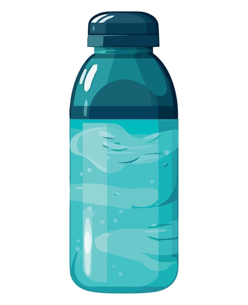 Water bottle with blue liquid illustration vector