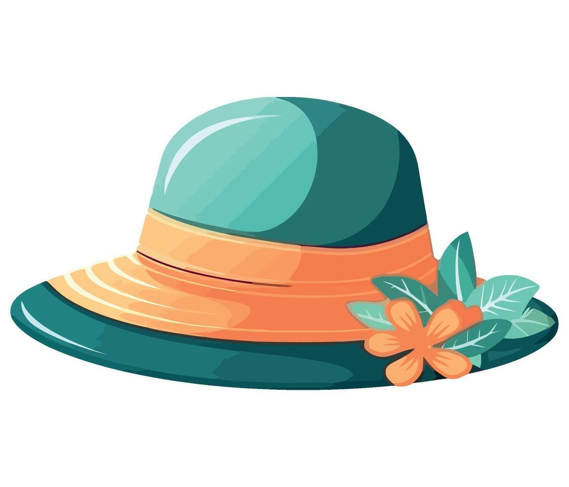 A hat with flowers and leaves on it vector