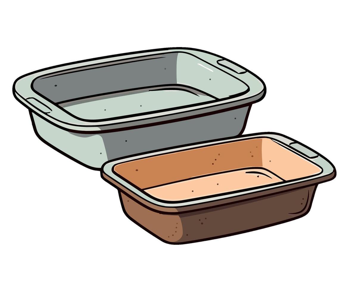 Two plastic containers with lids on a white background vector