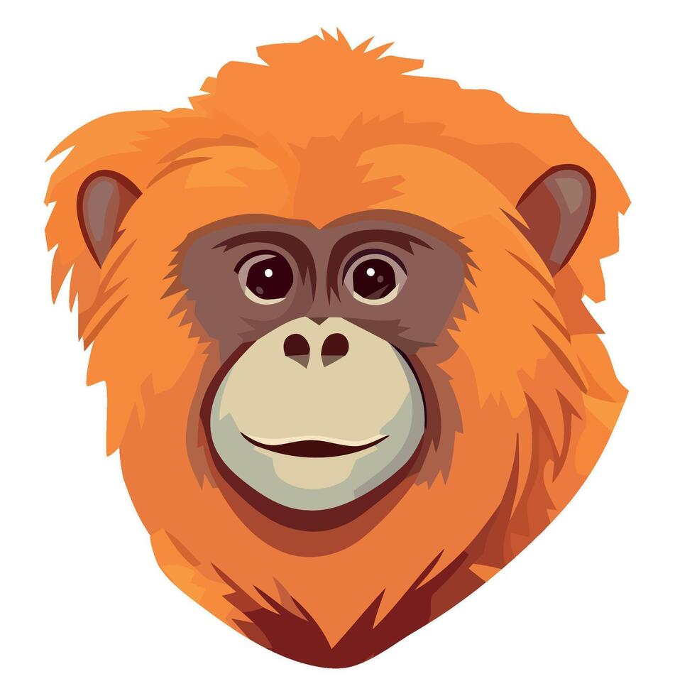 An orange monkey head on a white background vector