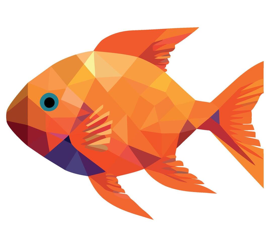 An orange fish with a blue eye and a blue nose vector