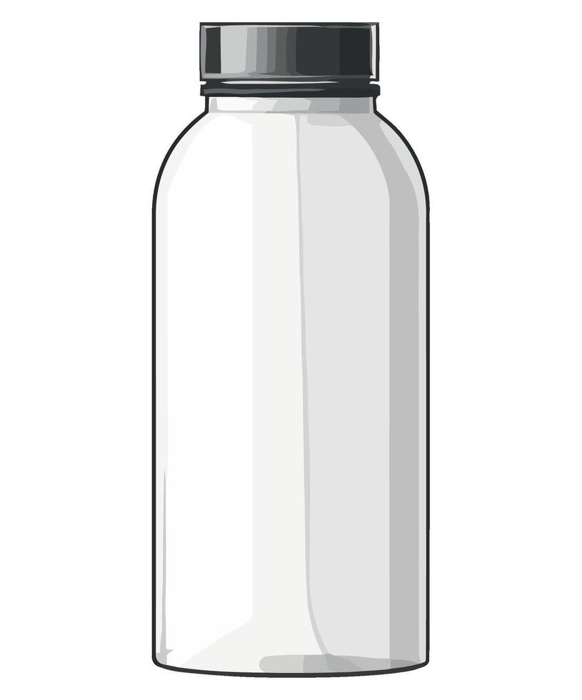 A white plastic bottle with a black lid vector
