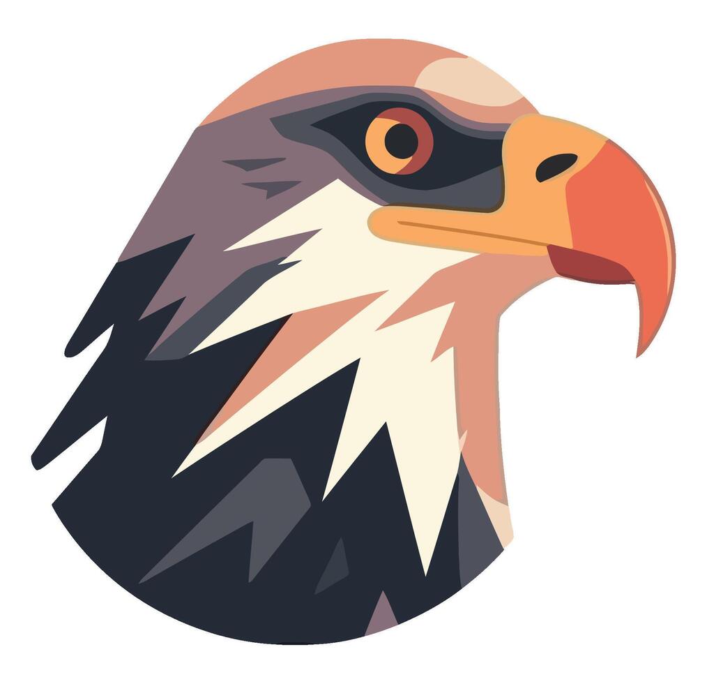 An eagle head with a red beak and orange beak vector