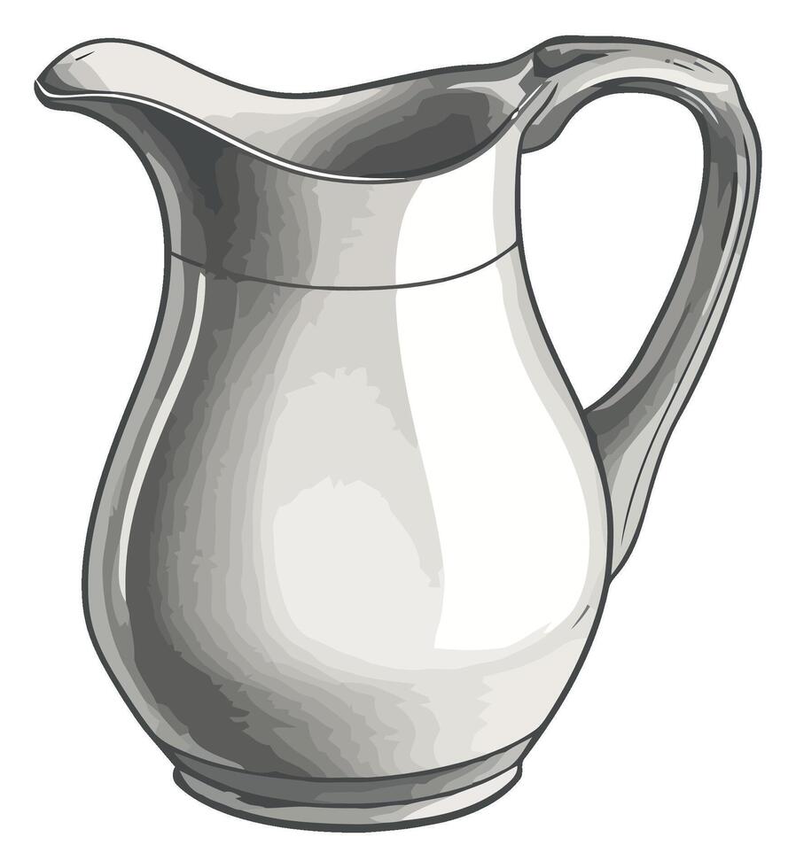 A white jug with a black handle vector