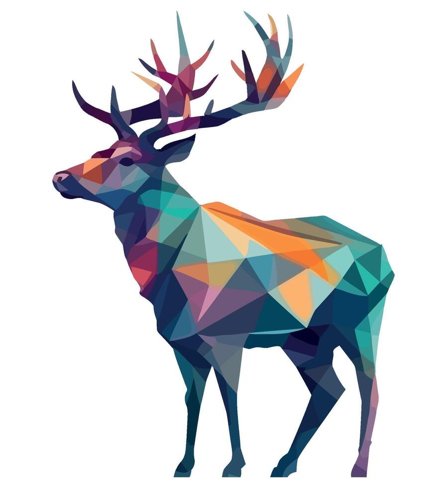 Low poly geometric deer illustration vector