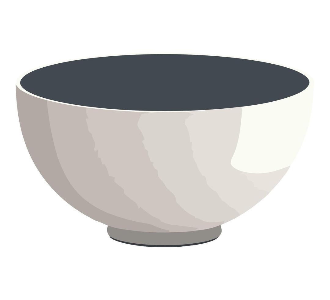 A white bowl with a black rim on a white background vector