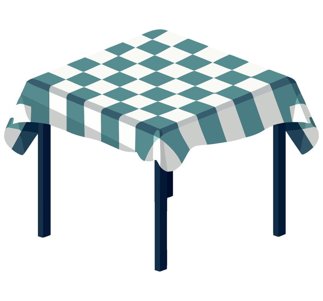 Tablecloth on a table with a checkered pattern vector