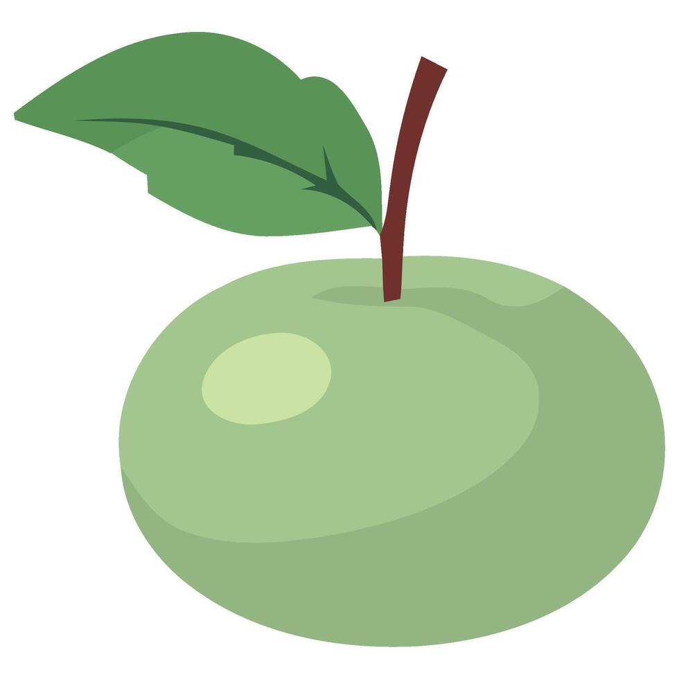 An apple with a leaf on it is shown vector