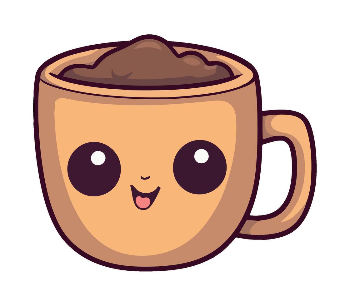 A cartoon cup of coffee with a face vector