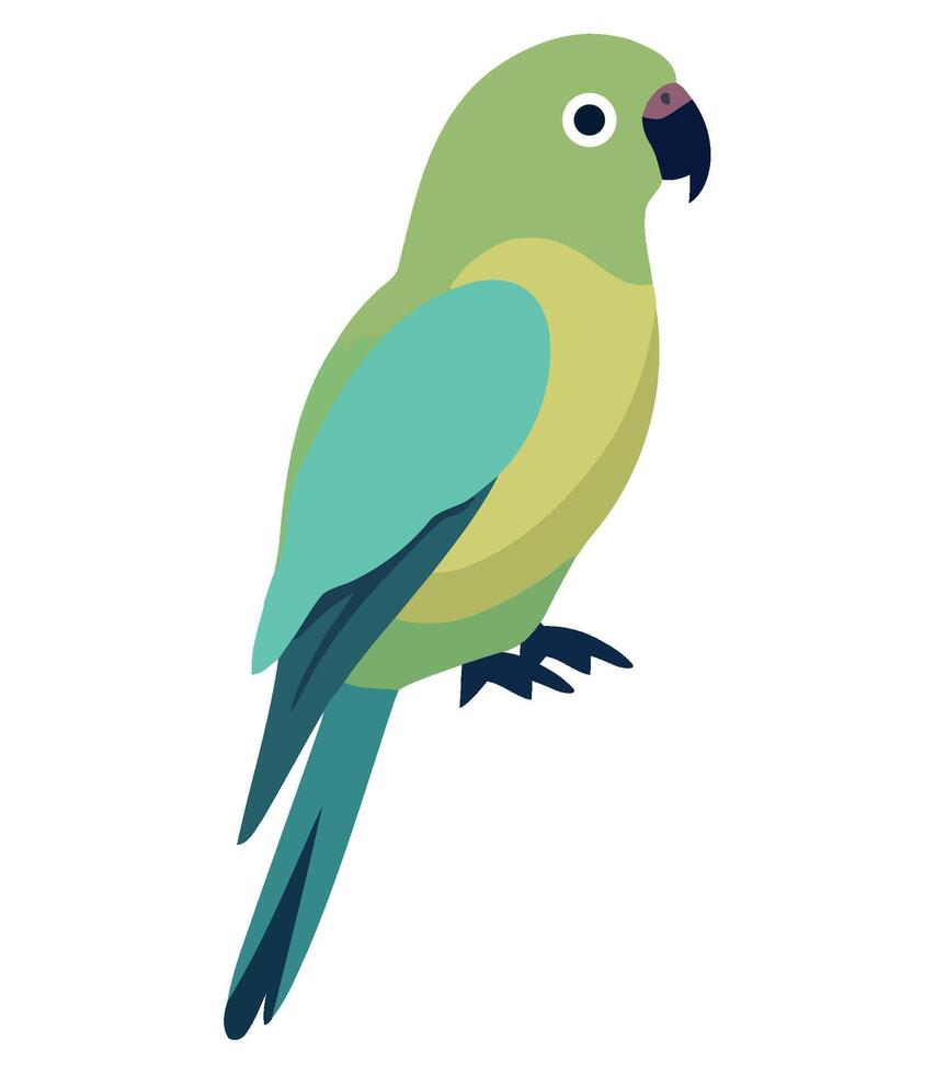A green parrot with blue and green feathers vector
