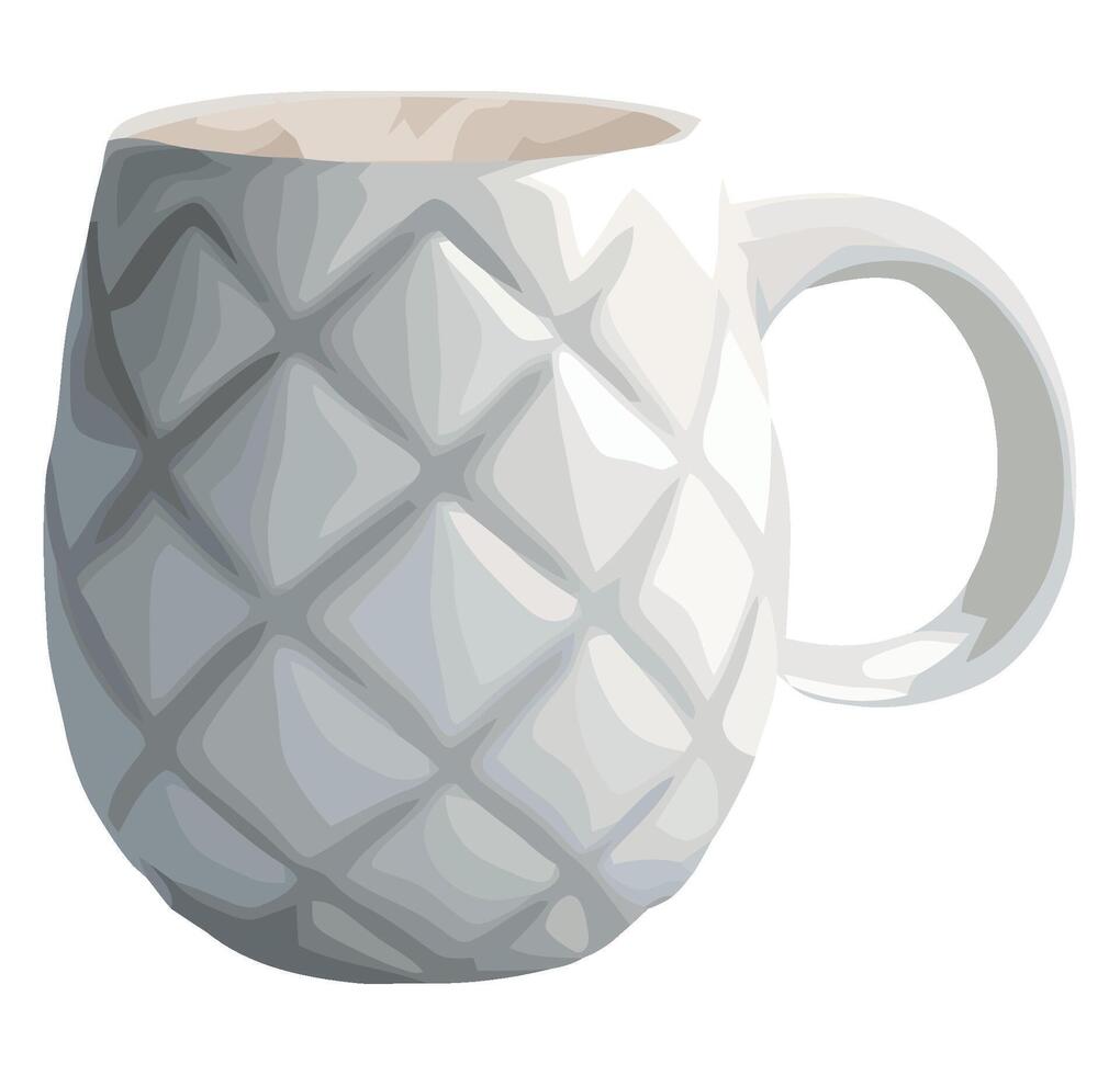 A white coffee mug with a pattern on it vector