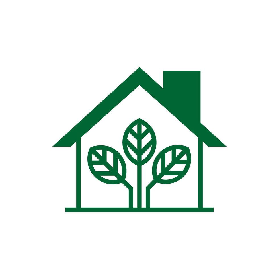 home with plant icon vector
