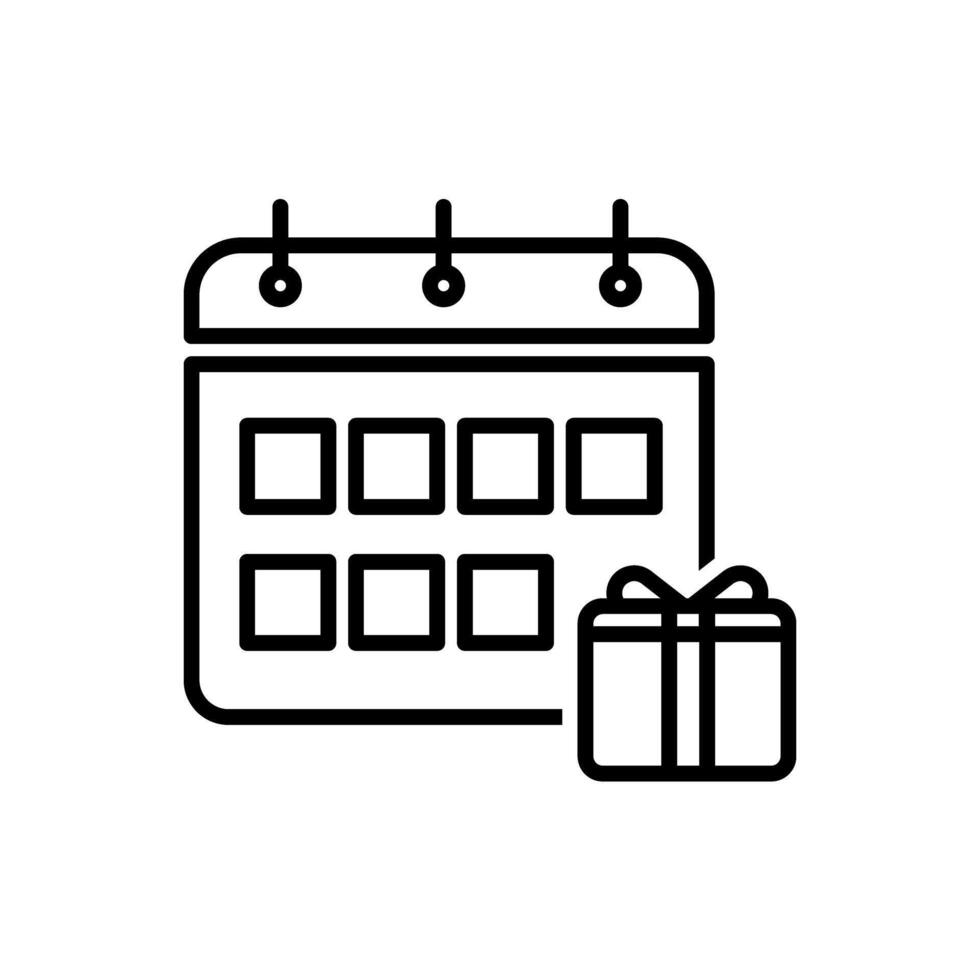 Calendar with gift box icon vector