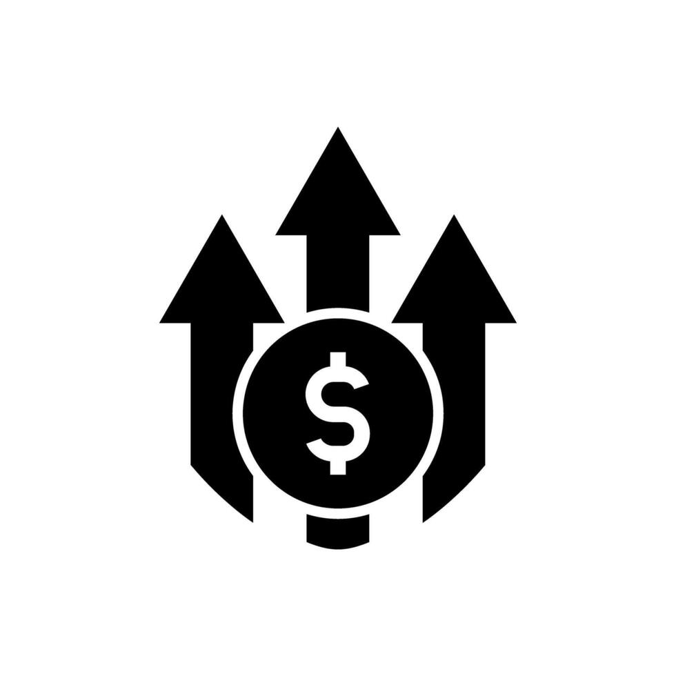 Money with arrow up icon vector