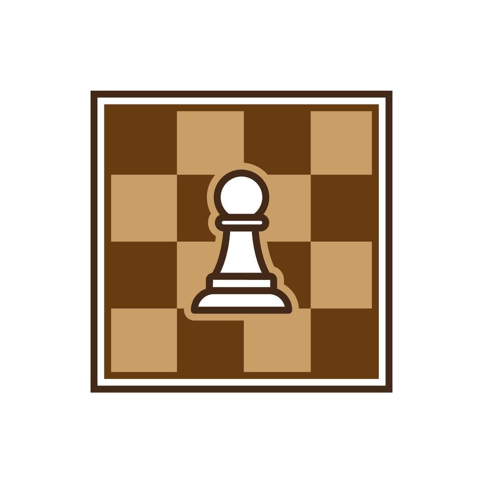 illustration of chess board logo with pawn in the middle vector