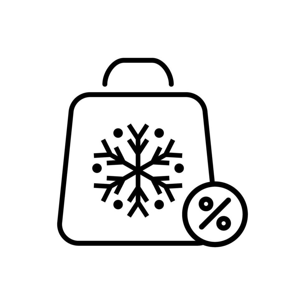 shopping bag with snowflake and discount symbol vector